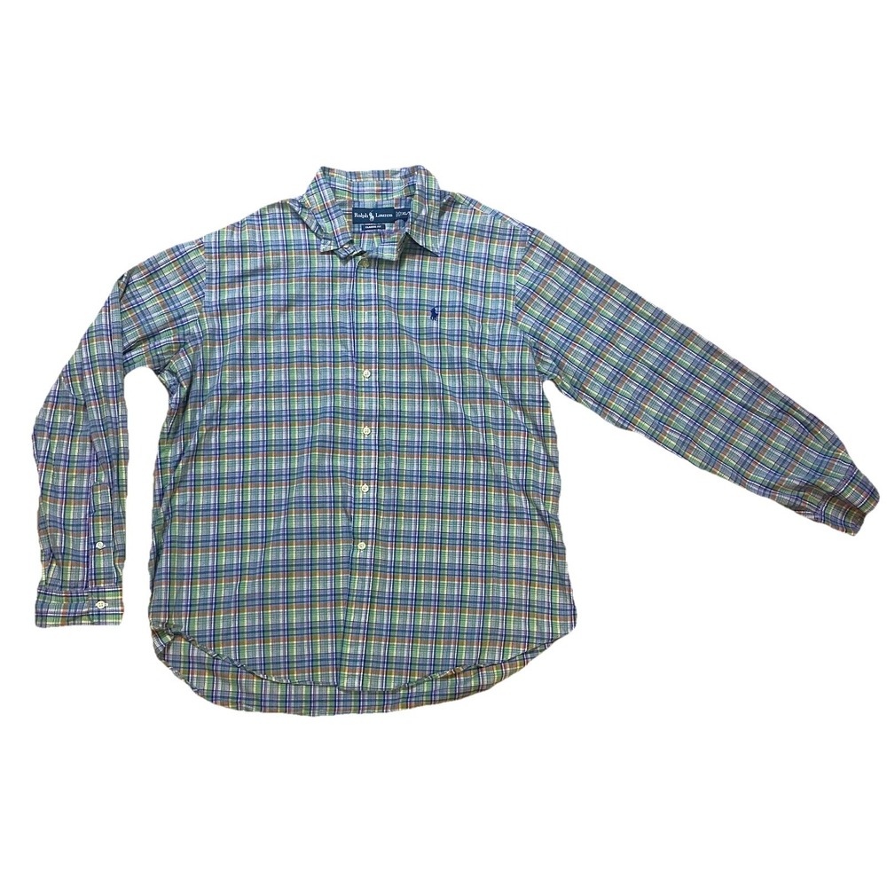 Ralph Lauren Button Down Shirt‎ Classic Fit Cotton Plaid Men's XL Vintage